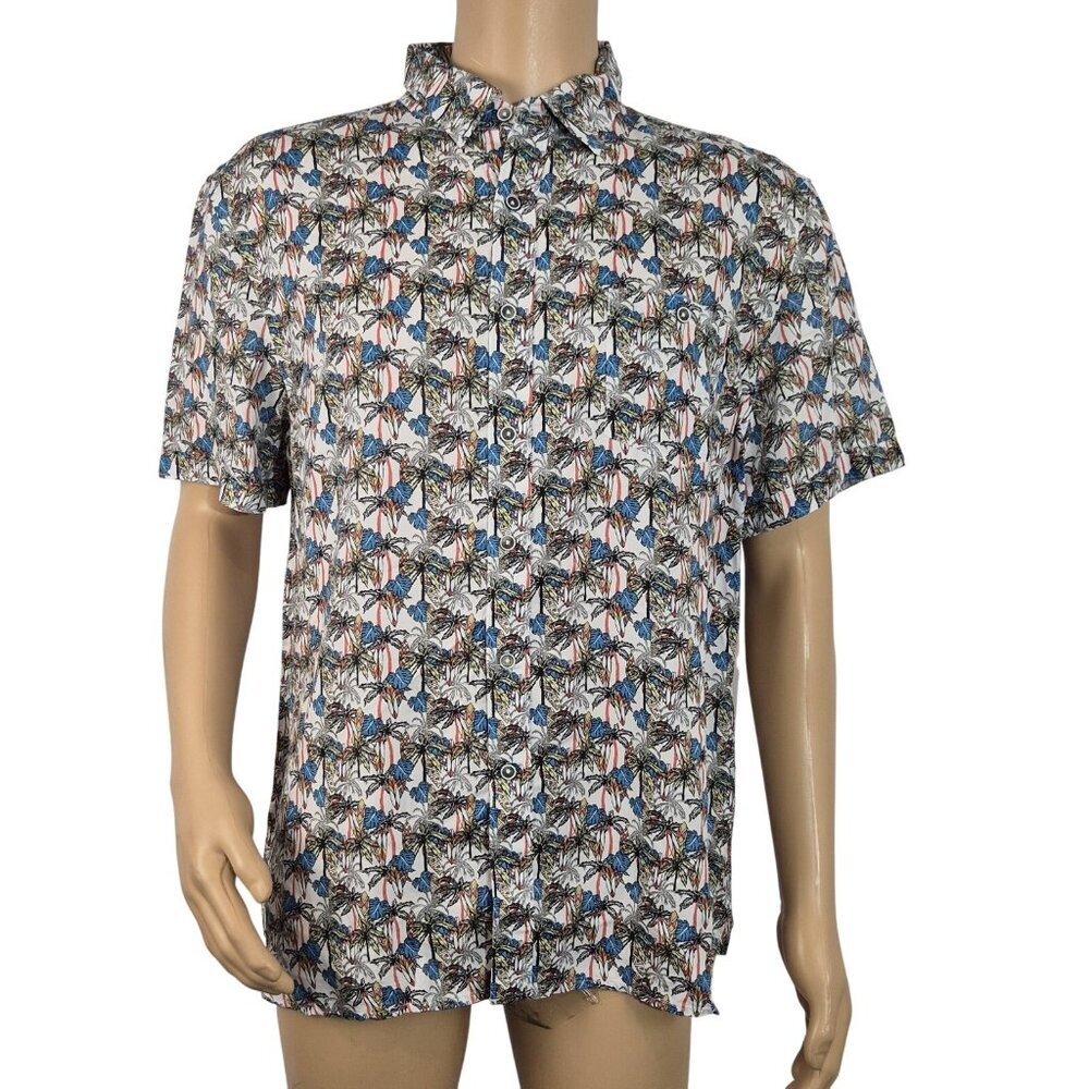 Age of Wisdom Men's Shirt Size M Tropical Printed Button Down Short Sleeve (39)